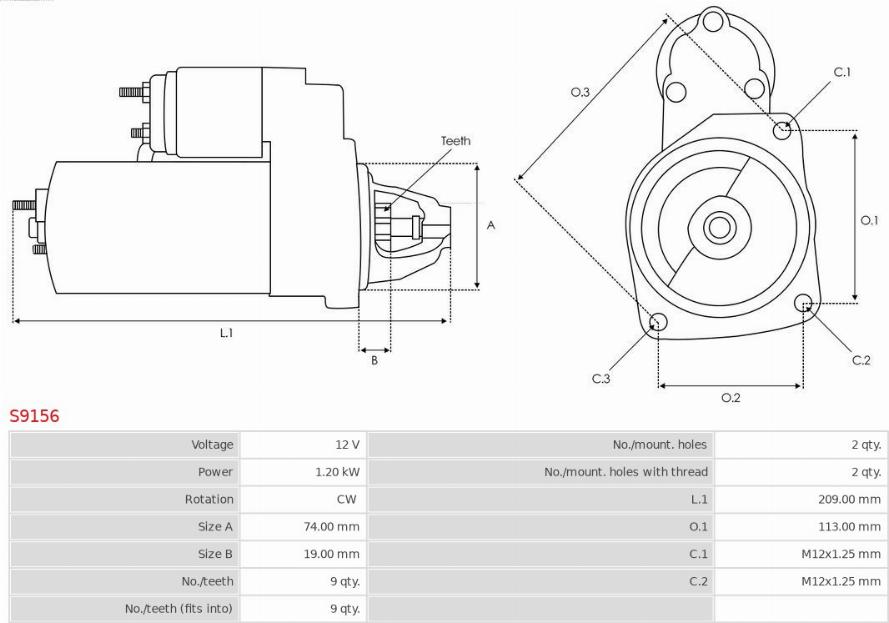 AS-PL S9156 - Motorino d'avviamento autozon.pro