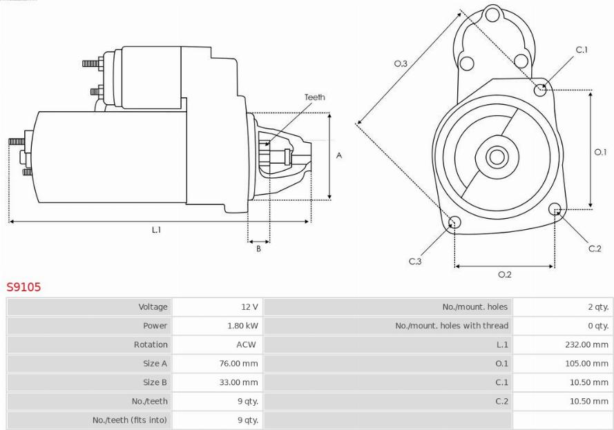 AS-PL S9105 - Motorino d'avviamento autozon.pro