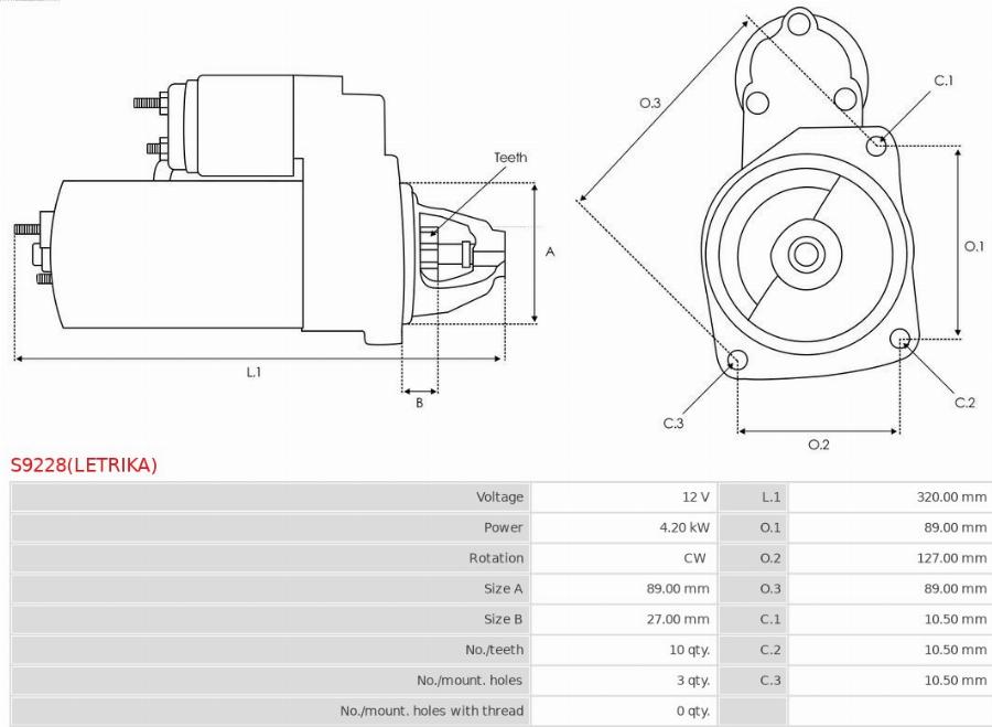 AS-PL S9228(LETRIKA) - Motorino d'avviamento autozon.pro