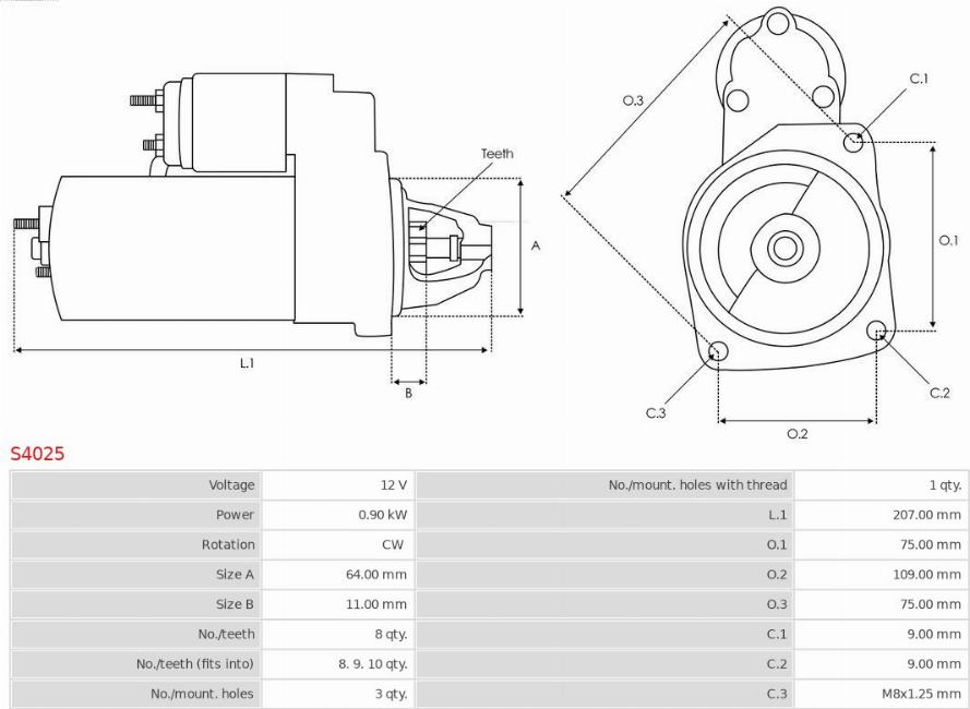 AS-PL S4025 - Motorino d'avviamento autozon.pro