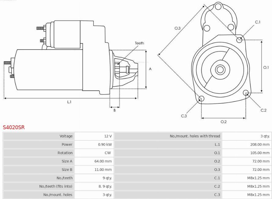 AS-PL S4020SR - Motorino d'avviamento autozon.pro