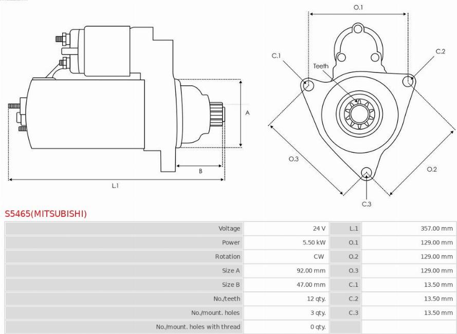 AS-PL S5465(MITSUBISHI) - Motorino d'avviamento autozon.pro