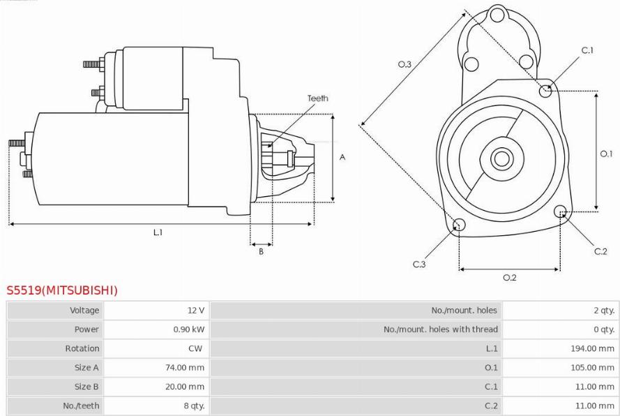 AS-PL S5519(MITSUBISHI) - Motorino d'avviamento autozon.pro