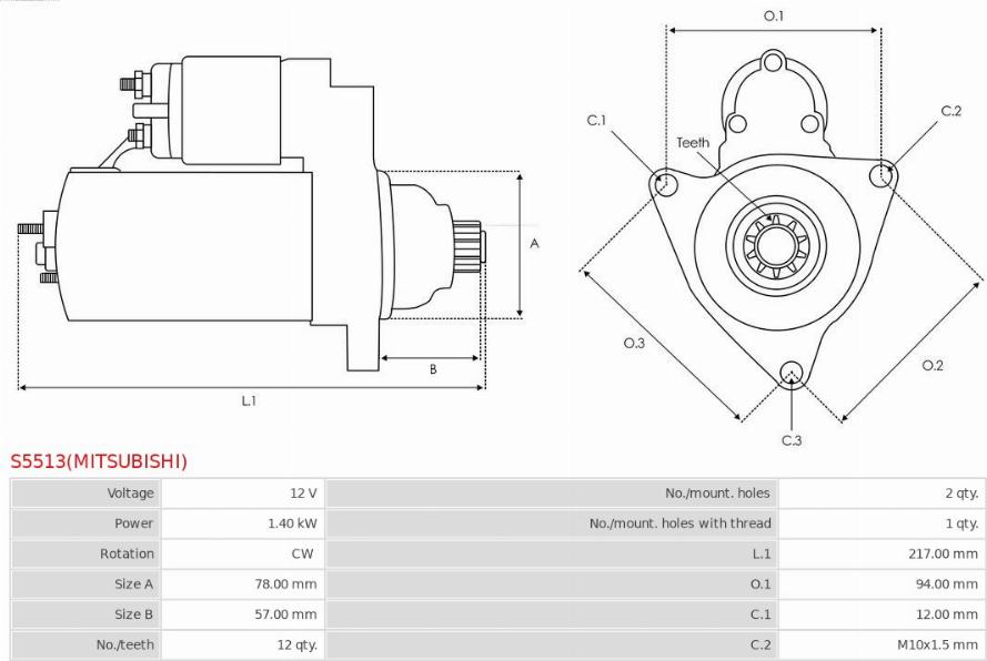 AS-PL S5513(MITSUBISHI) - Motorino d'avviamento autozon.pro