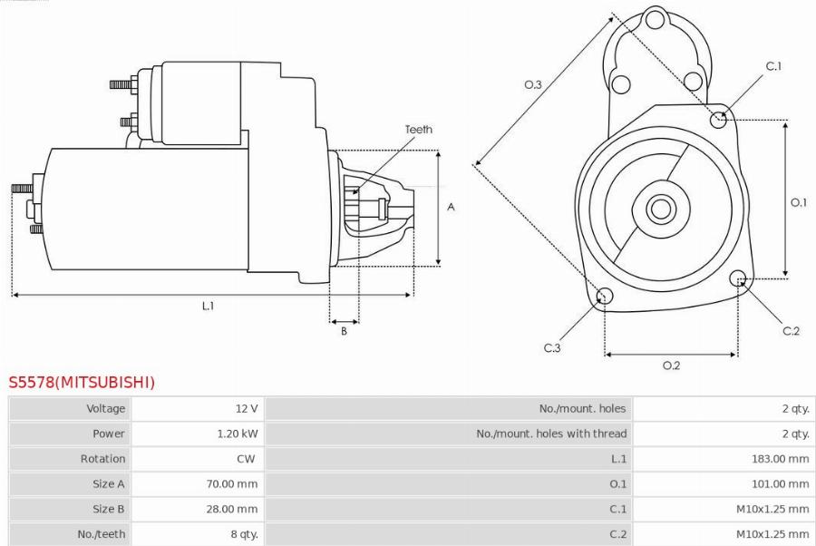 AS-PL S5578(MITSUBISHI) - Motorino d'avviamento autozon.pro