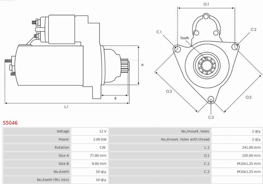 AS-PL S5046 - Motorino d'avviamento autozon.pro