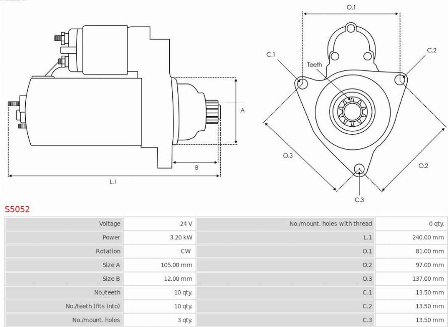 AS-PL S5052 - Motorino d'avviamento autozon.pro