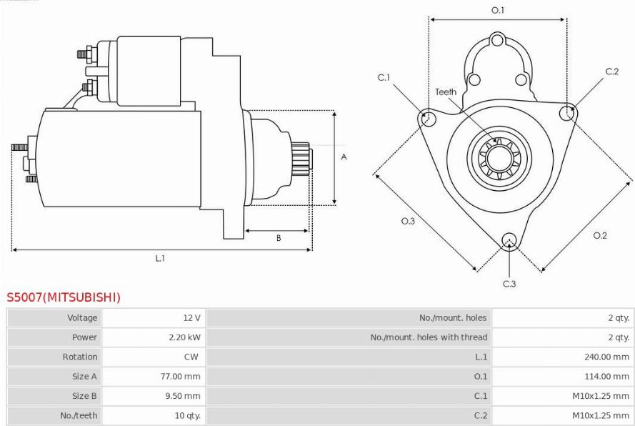 AS-PL S5007(MITSUBISHI) - Motorino d'avviamento autozon.pro