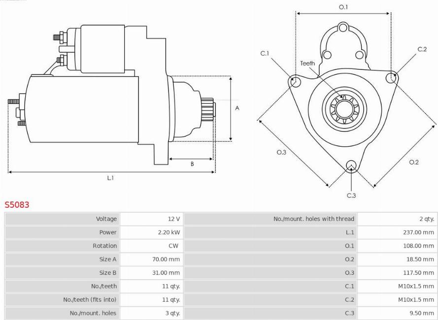 AS-PL S5083 - Motorino d'avviamento autozon.pro