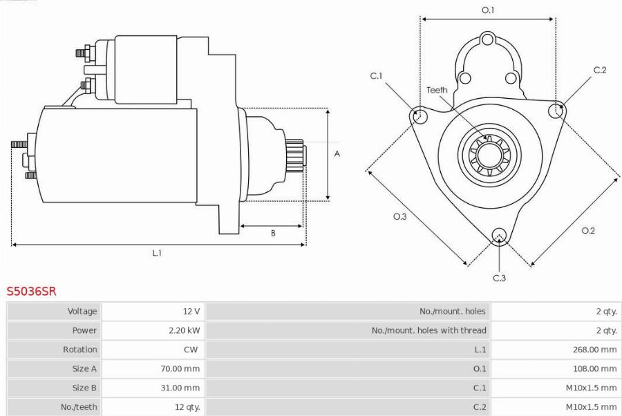 AS-PL S5036SR - Motorino d'avviamento autozon.pro