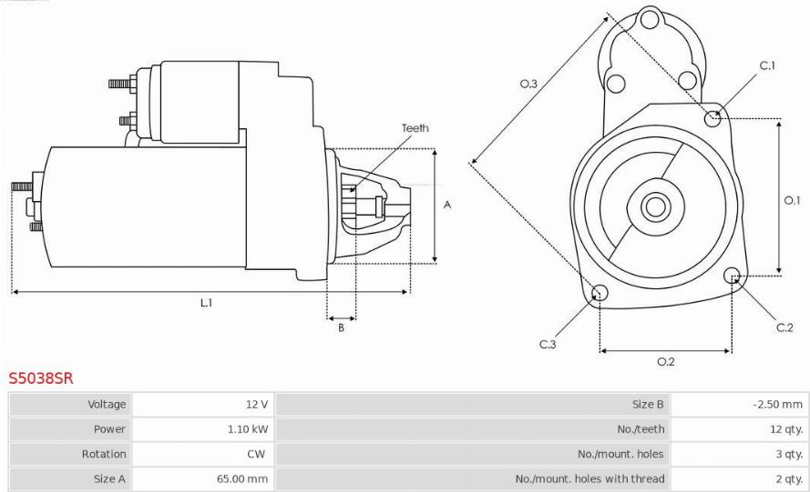 AS-PL S5038SR - Motorino d'avviamento autozon.pro