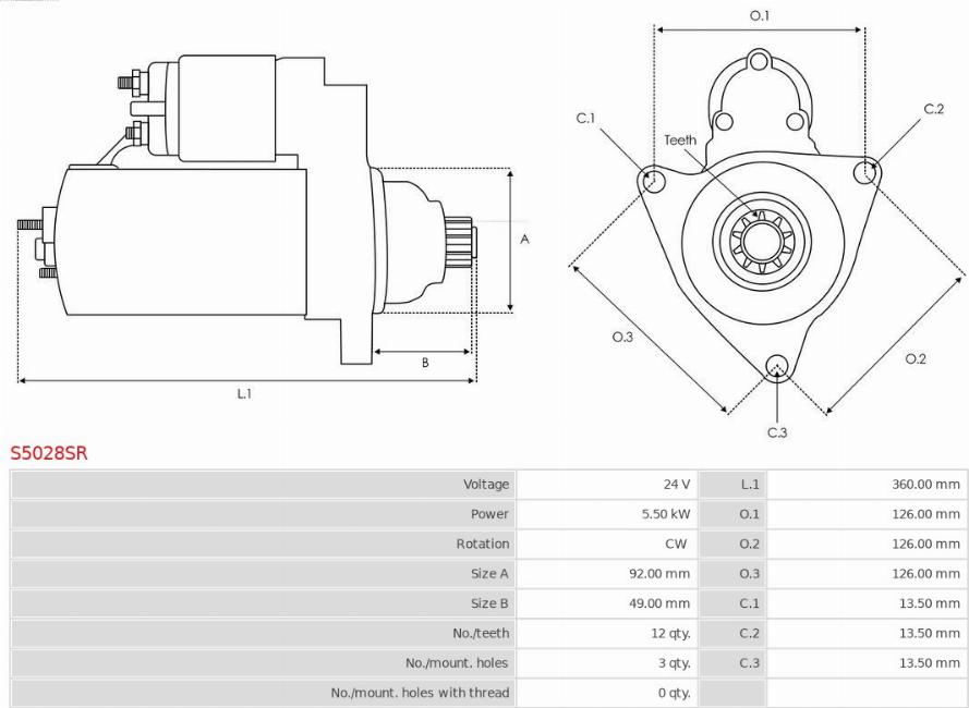 AS-PL S5028SR - Motorino d'avviamento autozon.pro