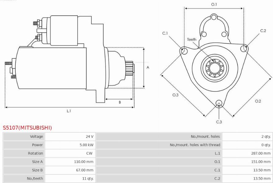 AS-PL S5107(MITSUBISHI) - Motorino d'avviamento autozon.pro