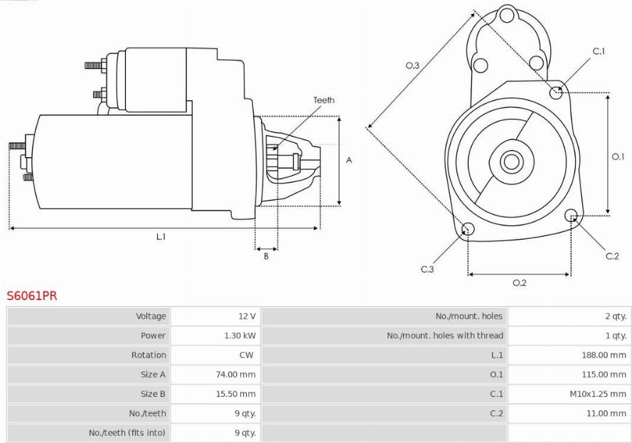 AS-PL S6061PR - Motorino d'avviamento autozon.pro