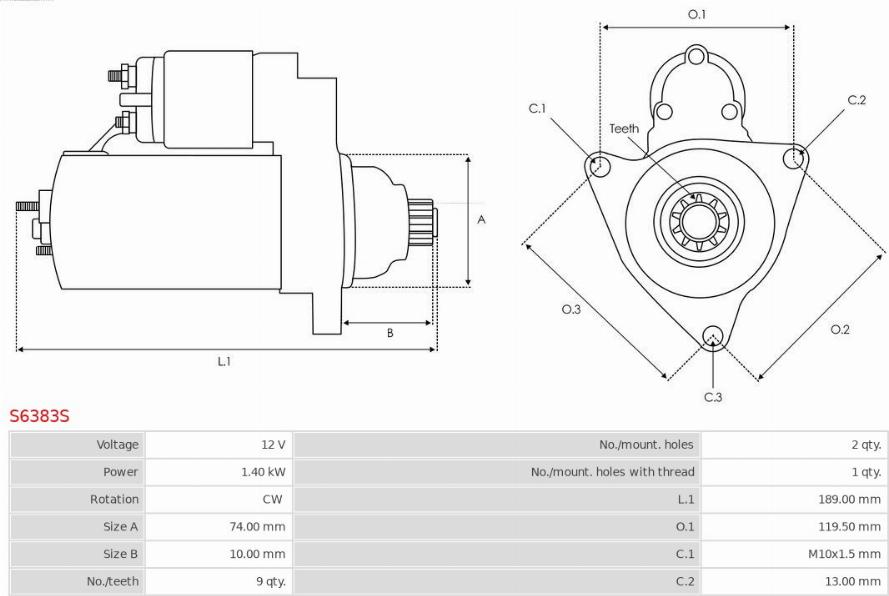 AS-PL S6383S - Motorino d'avviamento autozon.pro