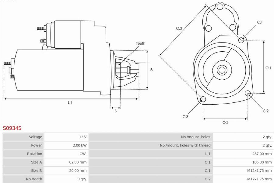 AS-PL S0934S - Motorino d'avviamento autozon.pro