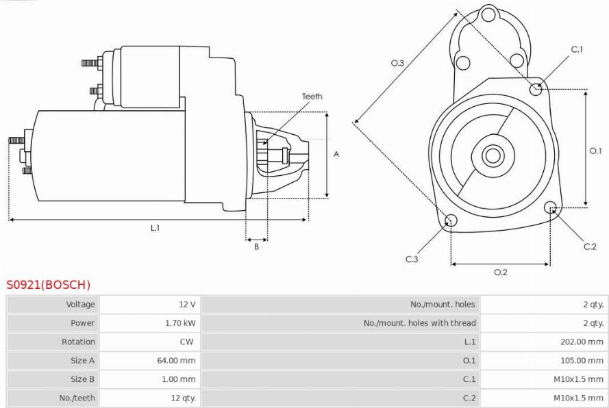 AS-PL S0921(BOSCH) - Motorino d'avviamento autozon.pro