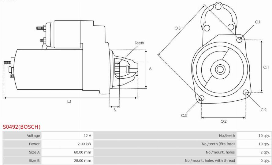 AS-PL S0492(BOSCH) - Motorino d'avviamento autozon.pro