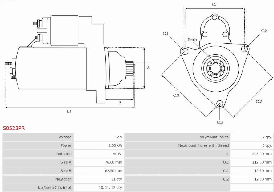 AS-PL S0523PR - Motorino d'avviamento autozon.pro