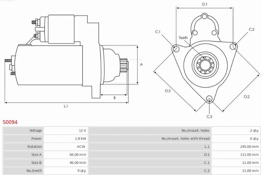 AS-PL S0094 - Motorino d'avviamento autozon.pro