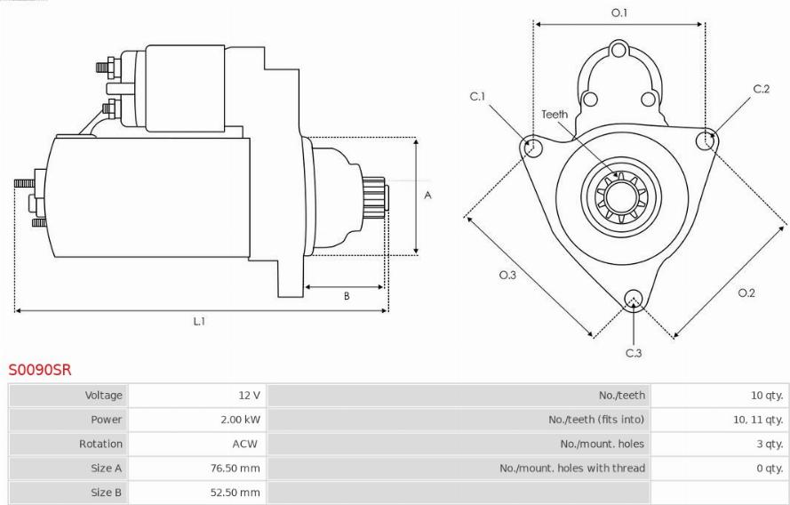 AS-PL S0090SR - Motorino d'avviamento autozon.pro