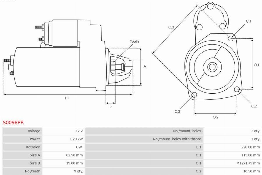 AS-PL S0098PR - Motorino d'avviamento autozon.pro