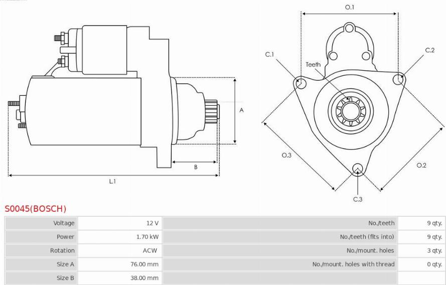 AS-PL S0045(BOSCH) - Motorino d'avviamento autozon.pro