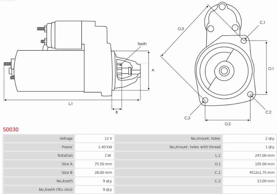 AS-PL S0030 - Motorino d'avviamento autozon.pro