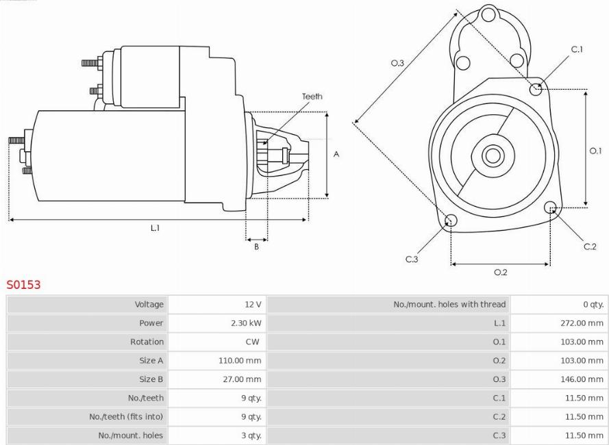 AS-PL S0153 - Motorino d'avviamento autozon.pro