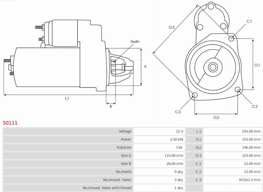 AS-PL S0111 - Motorino d'avviamento autozon.pro