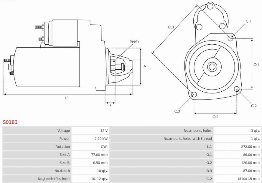 AS-PL S0183 - Motorino d'avviamento autozon.pro