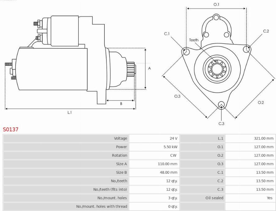 AS-PL S0137 - Motorino d'avviamento autozon.pro