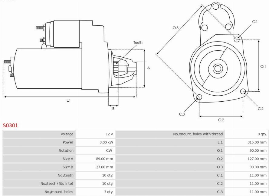 AS-PL S0301 - Motorino d'avviamento autozon.pro