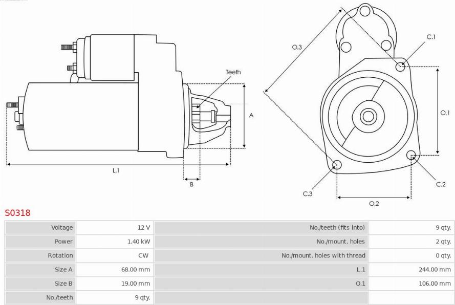 AS-PL S0318 - Motorino d'avviamento autozon.pro