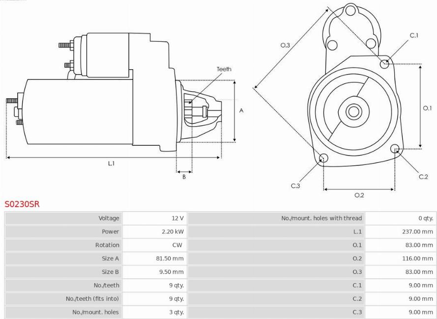 AS-PL S0230SR - Motorino d'avviamento autozon.pro