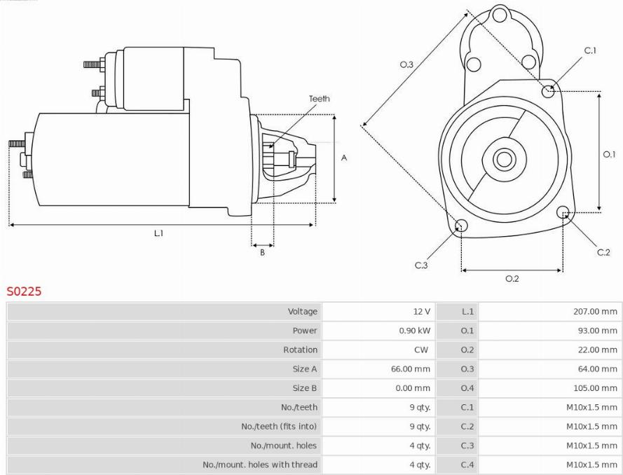 AS-PL S0225 - Motorino d'avviamento autozon.pro