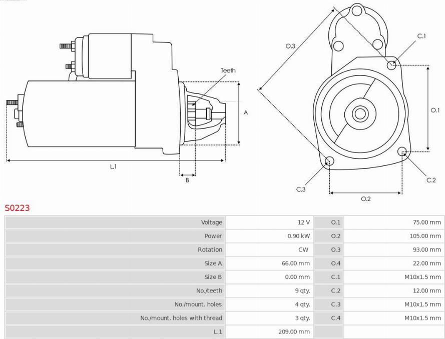 AS-PL S0223 - Motorino d'avviamento autozon.pro