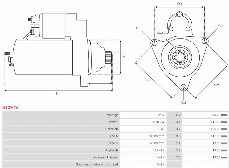 AS-PL S1097S - Motorino d'avviamento autozon.pro