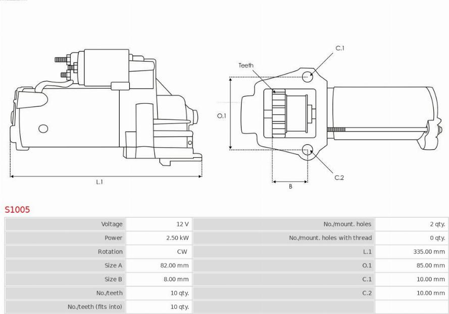 AS-PL S1005 - Motorino d'avviamento autozon.pro