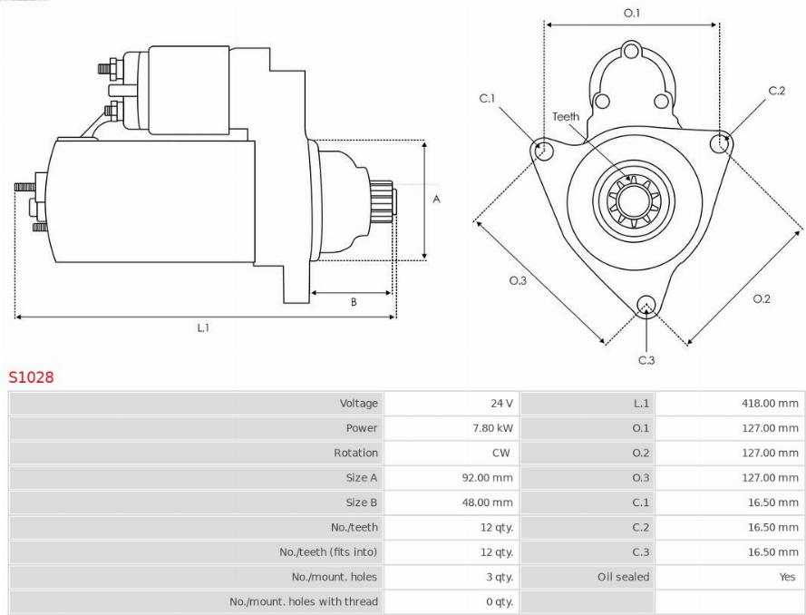 AS-PL S1028 - Motorino d'avviamento autozon.pro