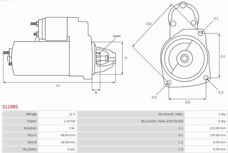 AS-PL S1198S - Motorino d'avviamento autozon.pro