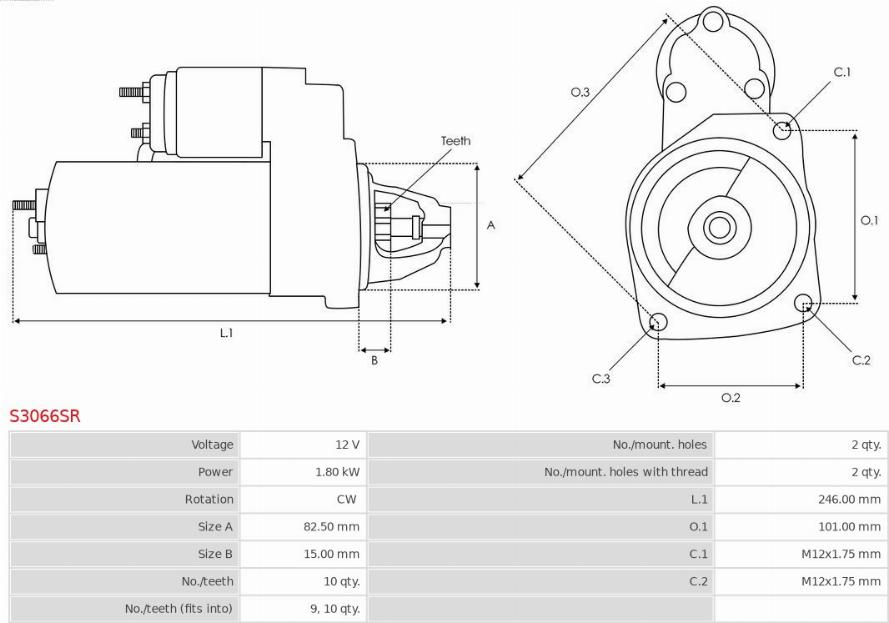 AS-PL S3066SR - Motorino d'avviamento autozon.pro