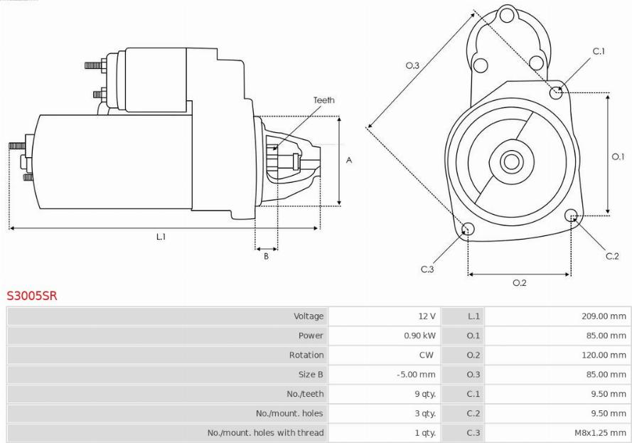 AS-PL S3005SR - Motorino d'avviamento autozon.pro