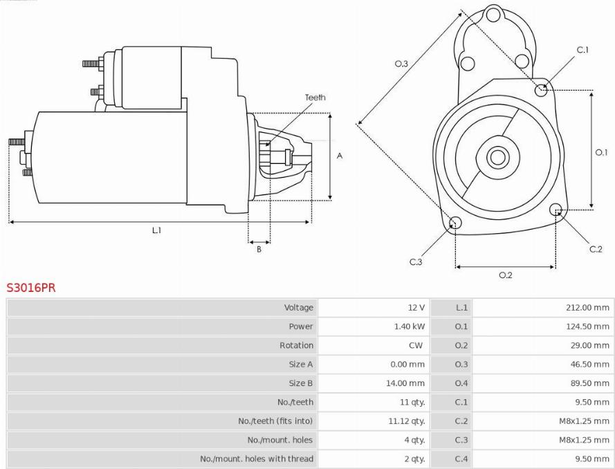 AS-PL S3016PR - Motorino d'avviamento autozon.pro