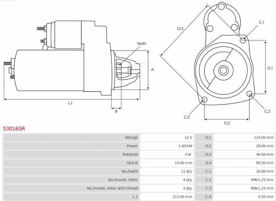 AS-PL S3016SR - Motorino d'avviamento autozon.pro