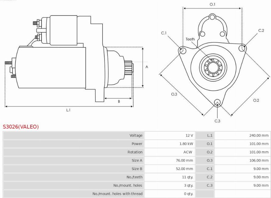 AS-PL S3026(VALEO) - Motorino d'avviamento autozon.pro