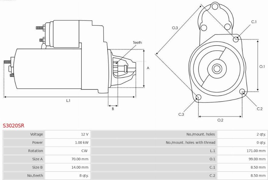 AS-PL S3020SR - Motorino d'avviamento autozon.pro