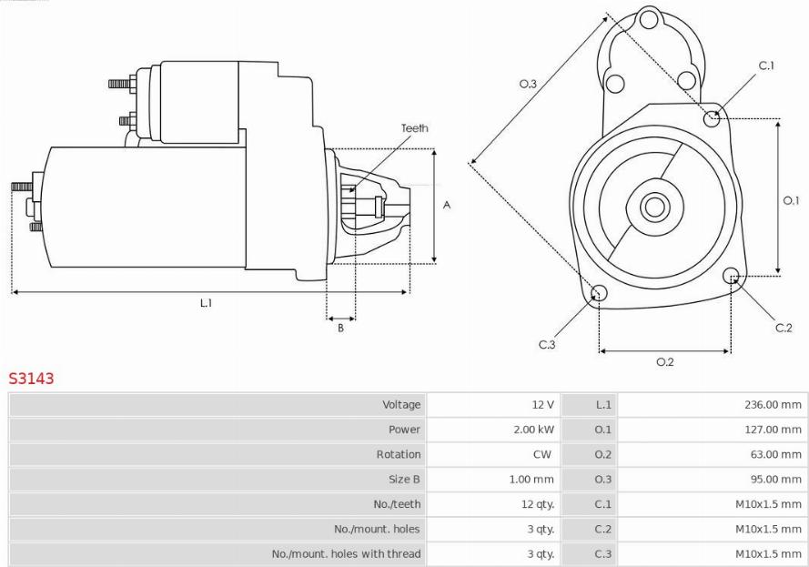 AS-PL S3143 - Motorino d'avviamento autozon.pro