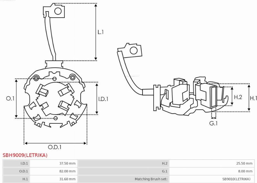 AS-PL SBH9009(LETRIKA) - Supporto, Spazzole in carbone autozon.pro