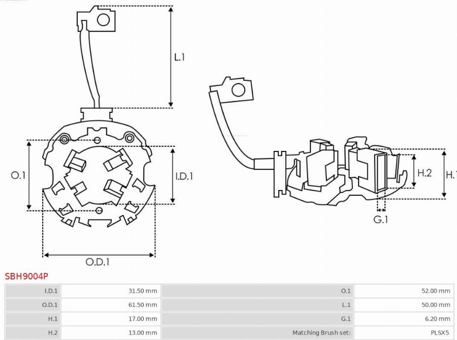 AS-PL SBH9004P - Supporto, Spazzole in carbone autozon.pro